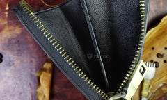 Handmade Leather Mens Tooled Indian Cool Zipper Phone Travel Long Wallet Card Holder Card Slim Clutch Wallets for Men