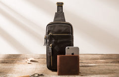 Vintage Leather Mens Sling Bag Sling Shoulder Bag Sling Backpack for men - iwalletsmen