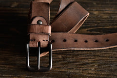 Handmade Leather Mens Leather Men Distress Brown Black Belt for Men Cool Leather Belt
