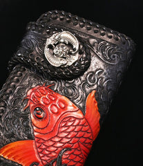 Handmade Leather Carp Mens Chain Biker Wallet Cool Leather Wallet With Chain Wallets for Men