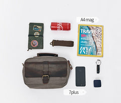 Mens Canvas Gray Cool Messenger Bag Side Bag Canvas Handbag for Men - iwalletsmen
