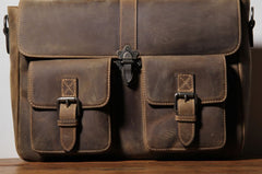 Handmade Leather Mens Cool Messenger Bag Work Bag Backpack Travel Bag Briefcase Bag for men