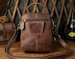 Mens Leather Small Side Bag COURIER BAG Waist Bag Holster Belt Case Belt Pouch for Men - iwalletsmen