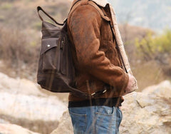 Genuine Leather Mens Cool Chest Bag Sling Bag Crossbody Bag Travel Bag Hiking Bag for men