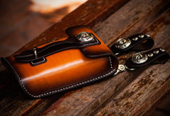 Handmade Biker Leather Belt Pouch Mens Cases Waist Bag Hip Pack Belt Bag Fanny Pack Bumbag for Men