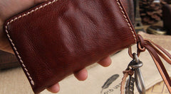 Handmade Leather Mens Long Chain Biker Wallet Cool Leather Wallet Slim Wallets for Men
