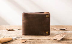 Cool Leather Mens Slim Small Wallets Bifold Vintage billfold Wallet for Men - iwalletsmen