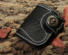 Handmade Leather billfold Mens Chain Biker Wallet Cool Boa Skin Wallet With Chain Wallets for Men