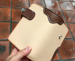Handmade Leather Biker Wallet Mens Cool billfold Chain Wallet Trucker Wallet with Chain
