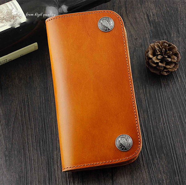 Cool Brown Leather Men's Biker Long Wallet Bifold Long Wallet For Men - iwalletsmen