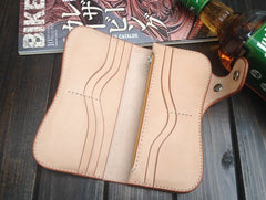 Handmade Leather Biker Wallet Tooled Floral Mens Cool Chain Wallet Trucker Wallet with Chain