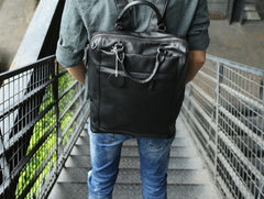 Black Leather Mens Backpack Travel Backpack Laptop Backpack for men - iwalletsmen