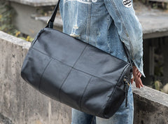 Cool Black Leather Mens Weekender Bag Travel Bags Shoulder Bags for men - iwalletsmen