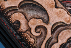 Handmade Leather Chinese Lion Mens Chain Biker Wallet Cool Leather Wallet With Chain Wallets for Men