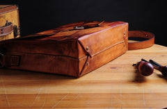 Handmade Vintage Brown Leather Mens Messenger Bag Shoulder Bag for Men - iwalletsmen