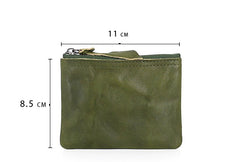 Leather Mens Zipper Front Pocket Wallet Small Wallet Card Wallet Change Wallet for Men - iwalletsmen