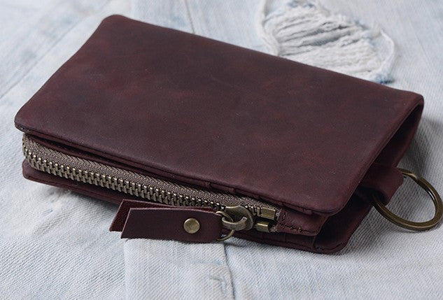 Handmade Mens Cool Leather Small KeyChain Wallet Men Small Wallet for Men - iwalletsmen