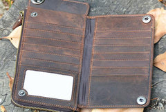 Handmade Cool Leather Long Wallet Bifold Long Wallet Biker Wallet Bag For Men - iwalletsmen