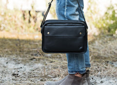 Cool Leather Black Mens Messenger Bag Vintage Shoulder Bag  for Men - iwalletsmen