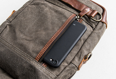 Canvas Leather Mens Cool Chest Bag Sling Bag Crossbody Bag Travel Bag Hiking Bag for men - iwalletsmen