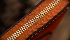 Handmade Leather Small Tibetan Tooled Mens billfold Wallet Cool Chain Wallet Biker Wallet for Men
