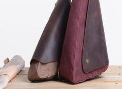 Cool Canvas Leather Triangular Mens Sling Bag Chest Bag One Shoulder Pack for men - iwalletsmen