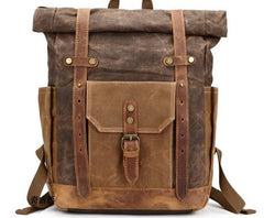 Waxed Canvas Leather Mens Travel Backpacks Canvas Backpack Canvas School Backpack for Men - iwalletsmen