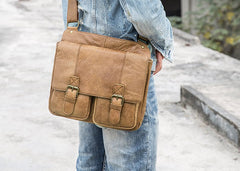 Vintage Brown Cool Leather Mens Messenger Bag Shoulder Bags for Men - iwalletsmen
