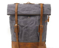 Cool Waxed Canvas Leather Mens Backpacks Canvas Travel Backpack Canvas School Backpack for Men - iwalletsmen