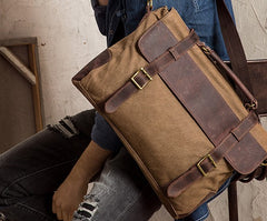 Mens Canvas Leather Cool Side Bag Messenger Bag Canvas Handbag for Men - iwalletsmen