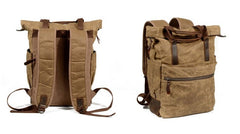 Waxed Canvas Leather Mens Backpack Canvas Travel Backpack Canvas School Backpack for Men - iwalletsmen