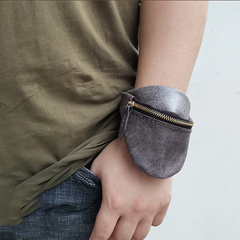 Handmade Leather Womens Wrist Pouch Zipper Mens Womens Wrist Wallet Wrist Purse - iwalletsmen