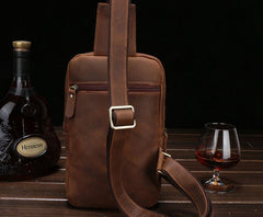 Vintage Leather Mens Sling Shoulder Bag Sling Bag Chest Bag Sling Backpack for men - iwalletsmen