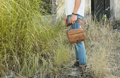 Cool Small Leather Mens Messengers Bag Shoulder Bag for Men - iwalletsmen