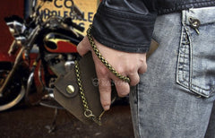 Handmade Genuine Leather Biker Wallet Mens Cool Chain Wallet Trucker Wallet with Chain