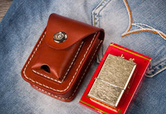 Handmade Leather Mens Leather Cigarette Case Cigarette Box Lighter Pocket Tobacco Pouch - iwalletsmen