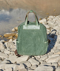 Canvas Green Mens Cool Backpack Canvas Travel Bag Canvas Handbag for Men - iwalletsmen