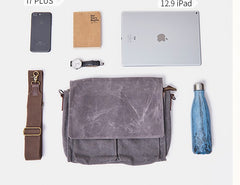 Mens Canvas Gray Cool Side Bag Messenger Bag Canvas Shoulder Bag for Men - iwalletsmen
