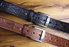 Handmade Genuine Leather Mens Leather Men Brown Black Belt for Men Cool Leather Belt