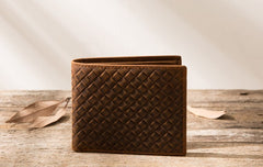 Cool Leather Mens Briaded Small Wallet Bifold Vintage Slim billfold Wallet for Men - iwalletsmen