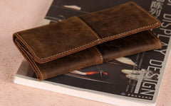 Vintage Leather Long Wallets for men Trifold Men Long Wallet - iwalletsmen