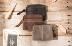 Leather Mens Coin Holders Slim Front Pocket Wallet Change Wallet for Men - iwalletsmen