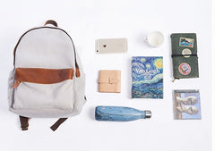 Cool Canvas Gray Mens Backpack Canvas Travel Bag Canvas School Bag for Men - iwalletsmen