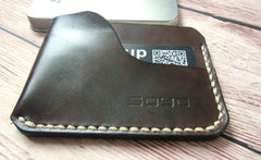 Handmade Leather Mens Slim Front Pocket Wallets Leather Cards Wallet for Men - iwalletsmen
