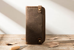 Cool Canvas Leather Mens Bifold Long Wallet Long Wallet for Men - iwalletsmen