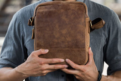 Cool Mens Small Leather Brown Bag Messenger Bags Shoulder Bags  for Men - iwalletsmen