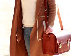 Handmade Vintage Coffee Leather Mens Camera Shoulder Bags Camera Messenger Bag for Men - iwalletsmen