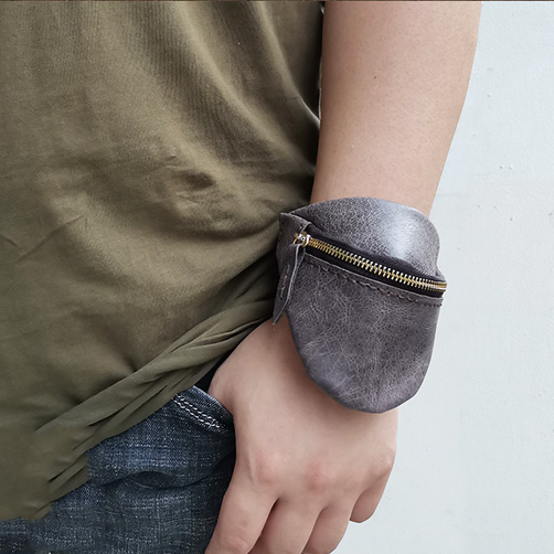 Handmade Leather Womens Mens Wrist Pouch Zipper Womens Wrist Wallet Wrist Purse - iwalletsmen