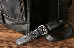 Genuine Leather Mens Cool Backpack Sling Bag Large Black Travel Bag Hiking Bag for men
