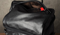 Genuine Leather Mens Cool Backpack Sling Bag Large Black Travel Bag Hiking Bag for men